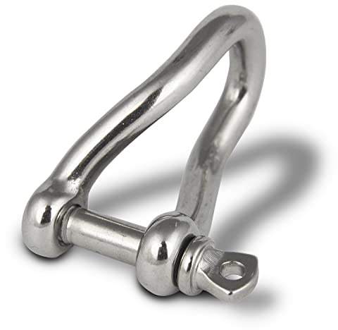 PROTECH 4 Stück Edelstahl Schäkel 6mm für Drahtseil bis 12mm Gedrehteschäkel Rundschäkel A4 V4A Schaekel gedreht