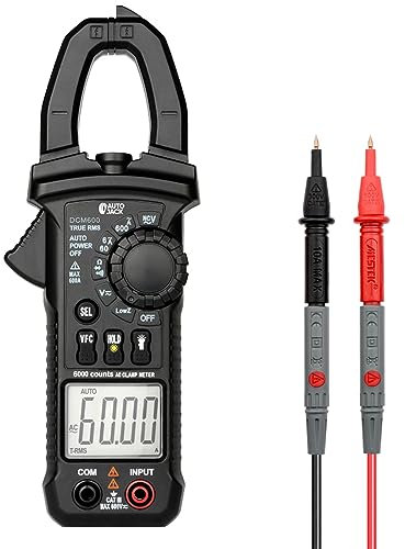 Autojack Digital Clamp Meter AC DC Current Voltage Resistance Temperature Diode Multimeter Tester 6000 Counts Auto Range