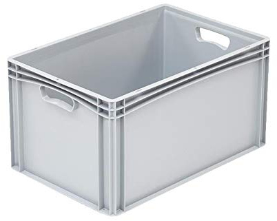 Allpax Euronorm Stapelbehälter Industrie (grau) - 600 x 400 x 320 mm - Handgriffe offen - 64,5 Liter - stapelbar, recyclebar - Verschiedene Ausführungen und Größen