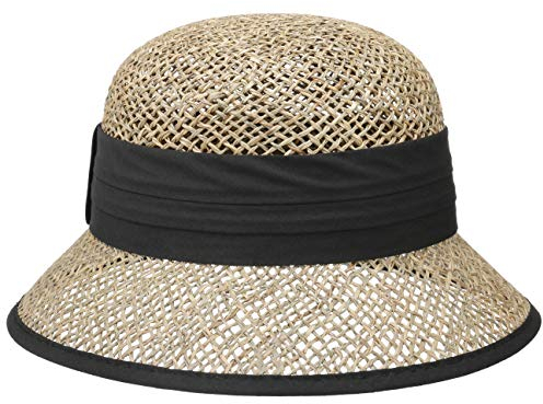 Seeberger Seegras Strohglocke Sommerhut Sonnenhut Strandhut Gartenhut Damenhut Glockenhut Damen - Sommer Frühling-Sommer - One Size schwarz