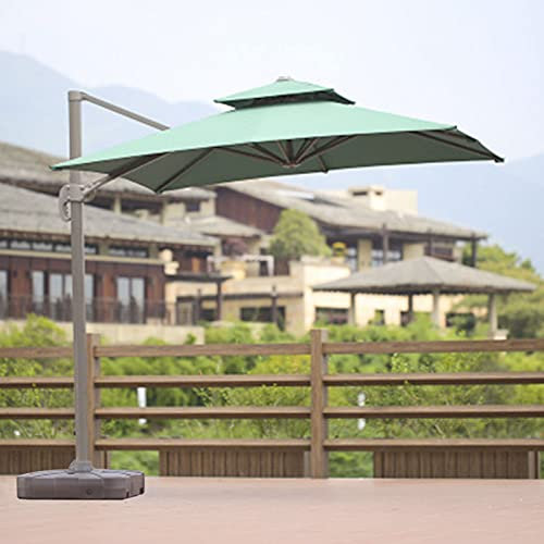 0℃ Outdoor Parasol de Jardín Excentrico Apertura Manivela de Aluminio, Sombrilla de Jardín con Manivela y Funda Protectora para Jardín, Terraza, Balcón, Sombrilla, Protección UV Repelente al Agua,3m