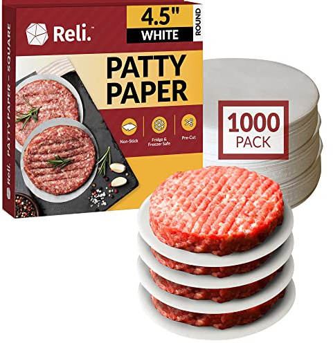Reli. Hamburger Patty Paper, 1000 Pack - Restaurant-Grade Parchment Paper Sheets for Burger Press and Frozen Patties Separation