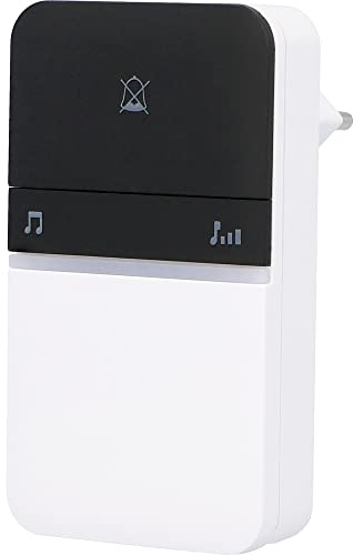 UNITEC Funk-Gong WDP11, Türklingel, 16 Melodien, 4 Lautstärkestufen bis 80dB, akustische und optische Klingelanzeige, Weiterleitung, 100 m Reichweite, LED Anzeige, weiß