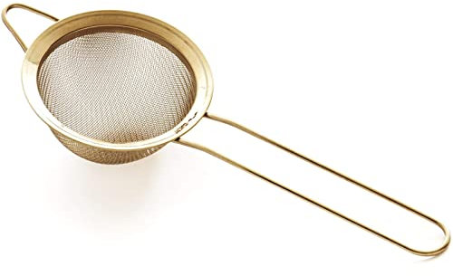 CHAMEEN 8.5 cm Cocktail and Kitchen Sieve Premium 304 18/8 Stainless Steel Fine Mesh Bar Sieve in Gold Colour