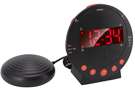 Sveglia Extra Forte con Scuotiletto, Vibrante 113 Decibel per Dormienti Pesanti, Luce Rossa, per Studenti e Anziani