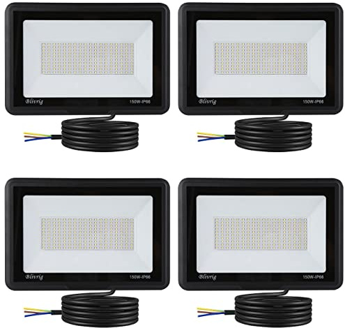 Blivrig 150W Faretto LED da esterno Bianco Freddo 6000K, 15000LM Faro LED Parete, Impermeabile IP66 Fari LED Luce Bianca Fredda Proiettore per Cortile Cantiere Giardino