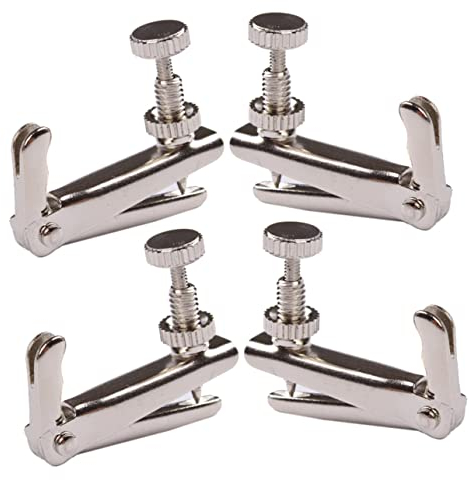 Vaguelly 4 Stück Violine Feinstimmer Geigensaiten Feinstimmer Geige Violine Metall Saitenfeinstimmer Edles Design in Farbe Silber für 4/4 3/4 Geige