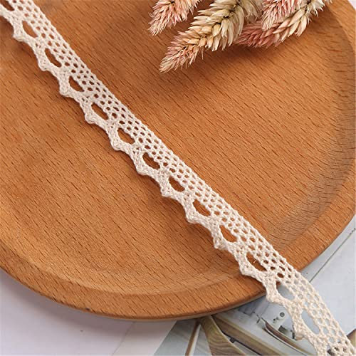 JekyTMP 10 Yards Spitzenband Vintage, Spitzenborte aus Baumwolle Dekoband, Zierband, Spitze Stoff für Nähen, Hochzeit, Spitzenband Meterware, Stofspitze, Spitzenband Schmal, Beige G [Breite 1cm]