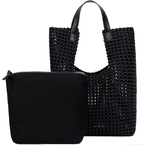JINMANXUE Leder-Satin-Tragetasche für Damen, hohl, Handtasche, 2-teiliges Set, weibliche Umhängetasche, Shopper Tasche, modische Clutch