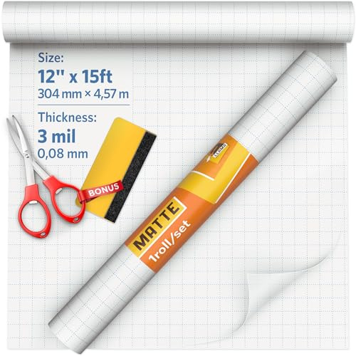 LA Llama Matte Self Adhesive Laminating Roll 12” x 15ft - 3 MIL Matte Clear Laminate Vinyl Roll for Stickers