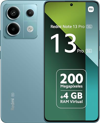 XIAOMI Redmi Note 13 Pro 5G - Smartphone de 8+128 GB, Pantalla de 6.67 AMOLED 1.5K 120Hz, Qualcomm Snapdragon 7 Gen 2, Triple cámara de hasta 200MP, Hypercharge 67W, Azul