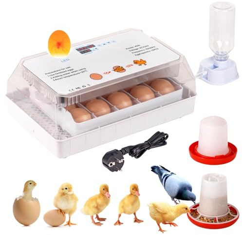 MUALROUS 15 Eier Inkubator für Bruteier Geflügel Brutmaschine mit Automatischen Ei Drehen und Wasser Hinzufügen Temperaturregelung 360 Grad Ansicht Automatische Brutmaschine