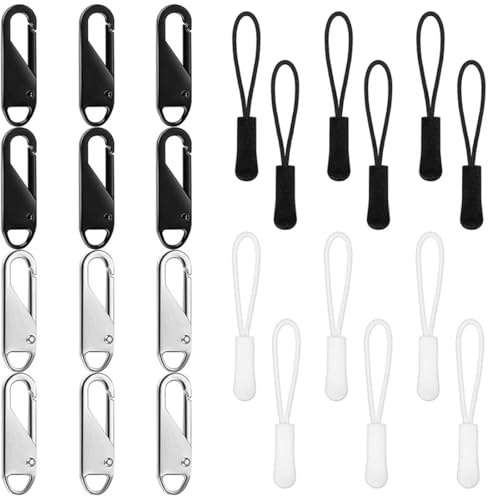 24 Piezas Tiradores de Cremallera, Cordón de Cremallera, Extensión de Cremallera, Tiradores de Cremallera para Reparación, para Bolsos, Chaquetas, Mochilas, Abrigos