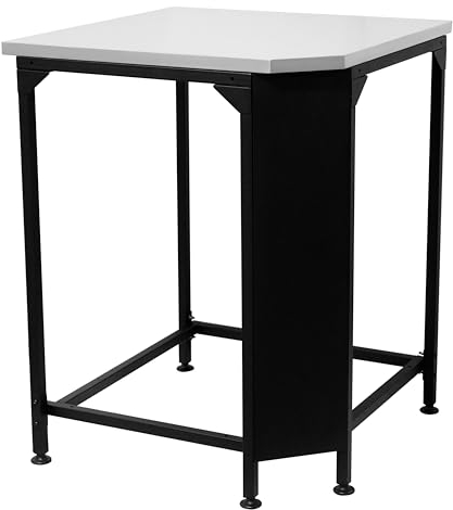 cozze Tavolo angolare per cucina esterna, piano in acciaio inox 705 x 705 mm, regolabile, carico massimo 100 kg, compatibile con tavolini, nero