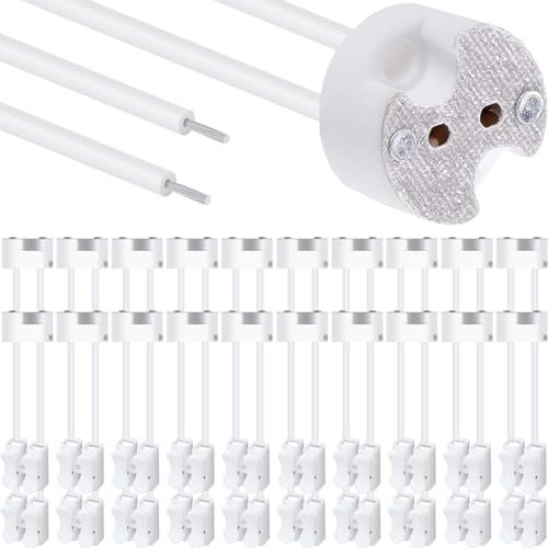 Xiatiaosann LED MR16 GU5.3 Enchufe, 20 piezas Bombilla de lámpara halógena Conector de cerámica Adaptador de cable MR11 G4, Convertidor de enchufe de base de soporte CFL incandescente