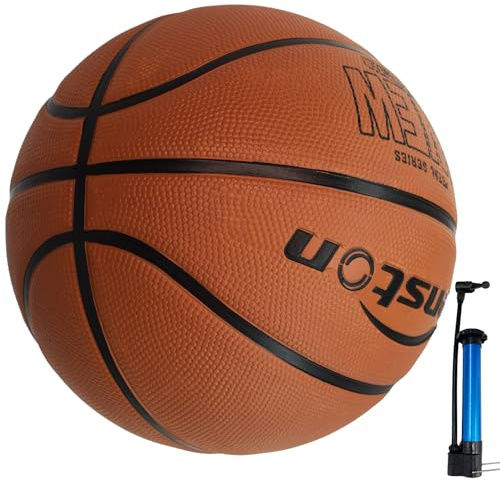 Senston Balón de Baloncesto tamaño 7 Interior y Exterior con Bomba para Principiantes Pelotas de Baloncesto Arena Training