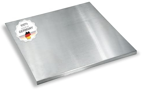 Arbeitsplatte Knetbrett Edelstahl [50x50 cm] - Für Kneten, Schneiden & Backen - Küchenplatte mit Anschlagkante - Auch als Nudelbrett, Backbrett, Teigbrett - Schneidebrett Platte Küche
