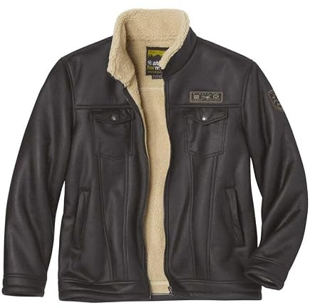 ATLAS FOR MEN - Jacke aus Wildlederimitat mit Teddyfutter - Verfügbar in großen Größen von M bis 5XL