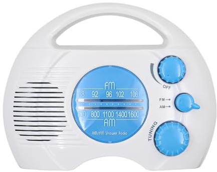 ANCLLO Radio de Ducha, Mini Radio de Ducha inalámbrica Colgante Am FM portátil, Radio a Prueba de Agua con Pilas, Altavoz Incorporado, Audio para el hogar, Playa, Jacuzzi, baño, al Aire Libre