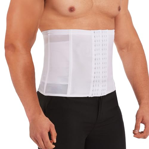 SLIMBELLE Herr magbälte fitnessbälte body shaper svettbälte midjegördel justerbart bälte magkontroll bälte, Vit 02, L