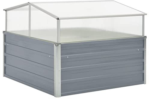 DYRJDJWIDHW Jardiniere Bois,bac,Gros Pot de Fleur Exterieur XXL,Serre 100 x 100 x 85 cm Grise Acier galvanisé Convient pour Les patios, Les balcons et Les Jardins