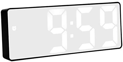 Digitaler Wecker, Digitaler Wecker für Schlafzimmer, Spezifisch und Transparent für Schlafzimmerdekoration, Heimbüro (Rechteckige weiße Lampe mit schwarzem)