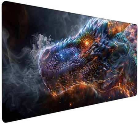 Extra stor spelmusmatta 1 200 x 600 x 3 mm överdimensionerad – XXL musmatta – skrivbordsdyna XXXL utökad – musmatta för precisionshastighet – halkfri gummibas – för mus tangentbord dröm drake 3 – D
