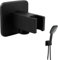 Codo de conexión de pared cromado con soporte de ducha, conector de manguera cuadrado de latón de 1/2 Pulgada, Diseño Elegante y Resistente a la Corrosión, Ideal para Duchas de Mano