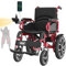VOCIC Fauteuil roulant electrique pliable leger pour 150KG,30KM fauteuil handicapés électrique Stable,Chaise roulante électrique avec 40CM pneus gonflables amortisseurs,Garantie 5 ans|Rouge