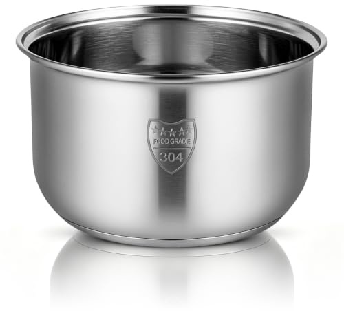 ABOOFAN Pot Intérieur De Cuiseur À Riz Universel en Acier Inoxydable Pièce De Rechange pour Cuisson du Riz Bouillie Et Vapeur Accessoire Compatible avec De Nombreux Cuiseurs 18.50 X 18.50 X 11.00 Cm