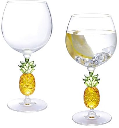 Supreme Housewares Set di 2 bicchieri da vino in plastica acrilica resistente, 510 ml, riutilizzabili, senza BPA, infrangibili, ideali per vino e bevande (510 g, ananas)
