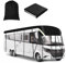 Funda impermeable para caravana con tira reflectante, tela Oxford 210D con bolsa de almacenamiento, cubierta de techo con protección UV para caravana con correas retráctiles para viajes de caravana