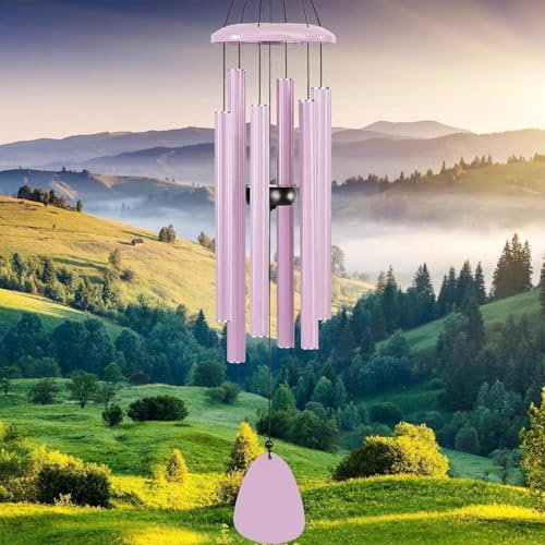 Windspiele FüR DraußEn HäNgend Windspiele - 6 RöHren Chimes FüR Garten, Balkon,Windspiel Garten -Gartendekoration Klangspiel(32 Rosa.)
