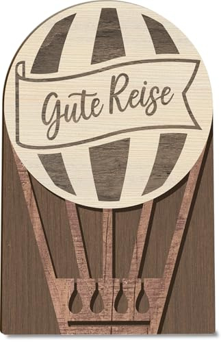Ballon Reise Holzkarte - Geburtstagskarte mit Umschlag - Hochzeitskarte, Heißluftballon Geschenk, Ballon, Heißluftballon Geschenk Hochzeit, Ballon Geschenk Hochzeit, Gutschein Ballonfahrt