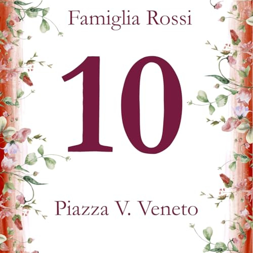 Numero Civico Personalizzato per Esterno Quadrato - Ceramica cotta a 900°, Made in Italy Colori Indelebili e Resistenti - Disponibile su varie misure (Fiori Rossi, 15x15 cm)