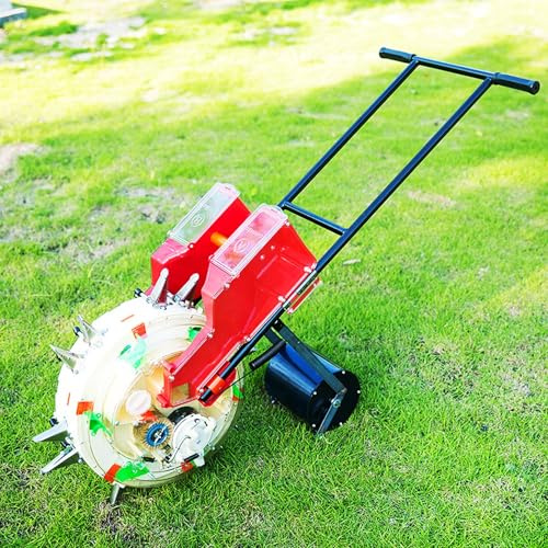 Seminatrice Manuale per Giardino, seminatrice a rulli a Spinta Manuale e applicatore di fertilizzanti, spanditore di Semi per seminatrice a File per soia Arachidi Mais Cotone soia(5 Mouths)