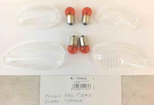 Generico KIT 4 GEMME FRECCE TRASPARENTI COMPATIBILE CON GILERA TYPHOON NTT 50-125 NRG 1° SERIE - CON 4 LAMPADINE OMAGGIO