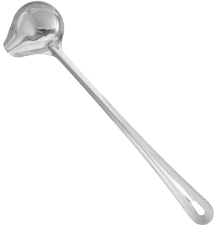 Ciieeo Stainless Steel Saucier Spoon Ergonomic Ladle with Spout for Sauces Gravies Soups Heat Resistant Kitchen Utensil for Precise Pouring Serving