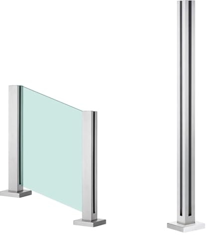 Stainless Steel Glass Railing Post Heavy Duty No-Drill Installation 75cm (29.5in) Glass Fence Pole for Balcony Deck Stairs Garden Safety & Style