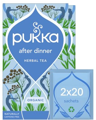 Pukka Herbs | After Dinner Organic Herbal Tea Box | Tea Infusion With Fennel, Cardamom & Turmeric | Ideal For Digestive Wellness | Caffeine Free | 2 Packs | 40 Plant Based Biodegradable Tea Bags