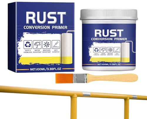Pintura Transformadora de Óxido,Pintura Convertidora de Óxido Resistente a la Intemperie con Brocha | Suministros Diarios para Protección de Ruedas de Aluminio Techo Chasis de Coche Hierro Acero