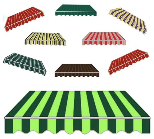 8ft 10ft 13ft 16ft Retractable Patio Awning Fabric Replacemen Outdoor Shade Canopy Cover UV-Resistant Fabric Polyester for Awnings, Deck, Balcony, Yard, Out(Grass Green,4x2m)