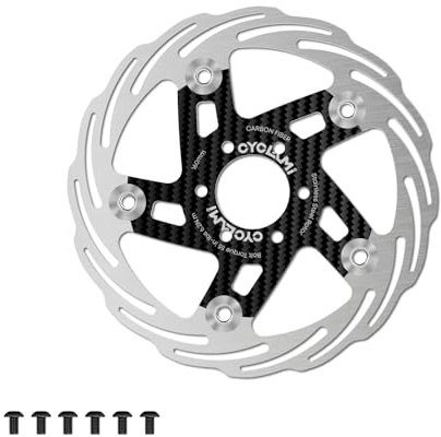 CYCLAMI 160mm Floating Bike Disc Brake Rotor with 6 Bolts, Carbon Fiber Bicycle Disc Brakes Rotors for Road Bike/Mountain Bike MTB/Ebike/BMX