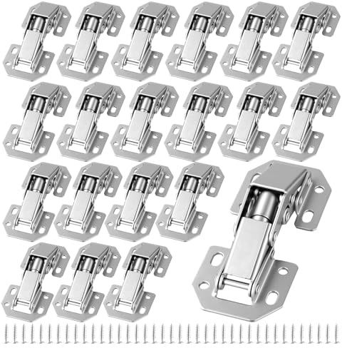NAMYEUT 20 Pack Cabinet Door Hinges with 160 Screws, Soft Close Silver Kitchen Cupboard Hinges, Multi-Purpose for Wardrobe Bedroom Dining Room