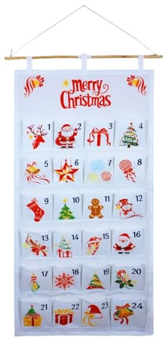 Calendario Natalizio 'Avvento Tascabile,Decorazione Murale Riempibile Per 24 Giorni - Calendario Conto Alla Rovescia Da Parete Con Borsa Di Conservazione Natale - Per Feste Natalizie Bambini