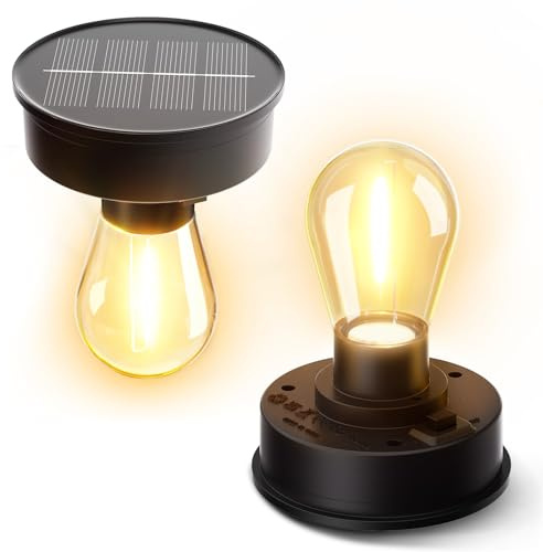 BUCASA 2 Piezas Luz Solar Exterior Jardin Repuesto, 8cm Lampara Solar Superior de Reemplazo con Bombilla LED Brillante, Cubierta de Reemplazo Panel Solar para Farolillos Solares Exterior