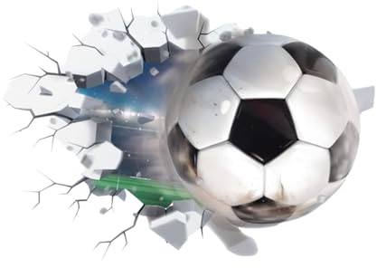 3D Fußball Wandtattoo,Fussball Wandsticker Kinderzimmer,Durchbruch Wandaufkleber für Jungen,Fußball Wandstikcer für Schlafzimmer Wohnzimmer Wanddeko