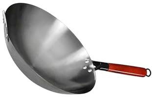 BEALIFE Sartén Wok Antiadherente Wok de Fondo Plano Sartén de Hierro Cocina Antiadherente Sin Recubrimiento Universal Lisa Sin Recubrimiento Estufa Cocina Inducción Utensilios Ollas Gases