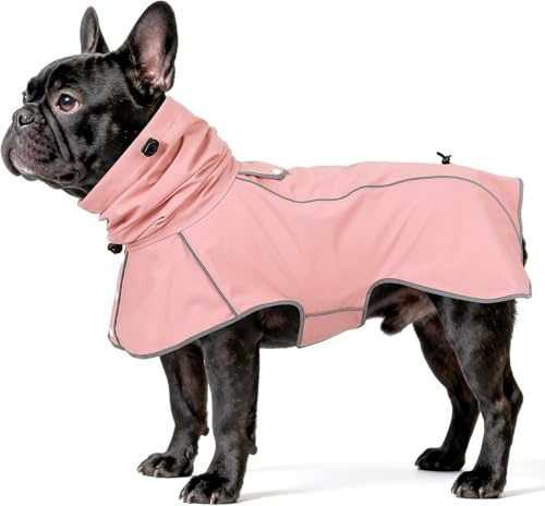 Ezierfy Hunderegenmantel - Wasserdichter Regenjacke für Hunde, Einstellbare Regenmantel für Mittlere, Große und Extra Große Hunde, Reflektierend, Atmungsaktiv, Polyester (Rosa, S)