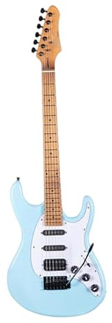 7 Saiten Verstellbare Brücke Elektrische Solid Body Gitarre Modern Für Anfänger Ahornholz SSH Tonabnehmer(Light blue)